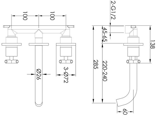 Additional image for Wall Mounted Basin Tap (Matt Black).