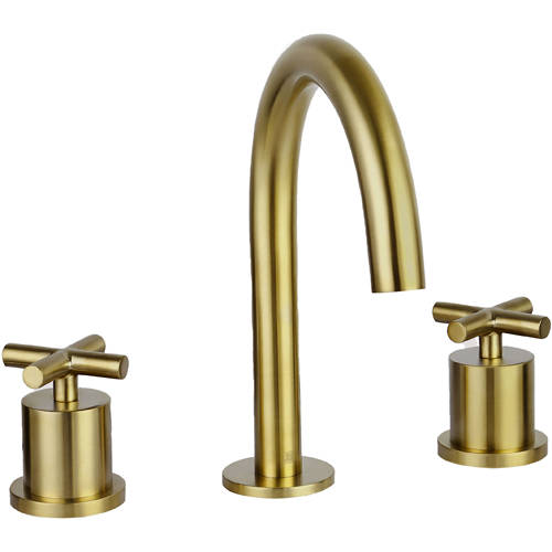 Additional image for 3 Hole Basin Mixer Tap (Brushed Brass).