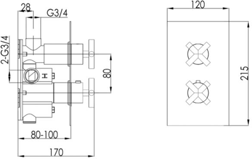 Additional image for Concealed Thermostatic Shower Valve (1 Outlet, Brushed Brass).