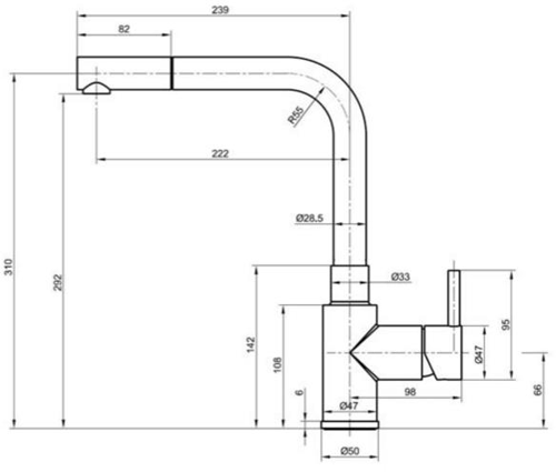 Additional image for Apco Kitchen Tap With Pull Out Spray (Stainless Steel).