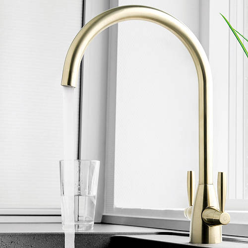 Additional image for Blink Kitchen Tap With Lever Handles (Brushed Brass).
