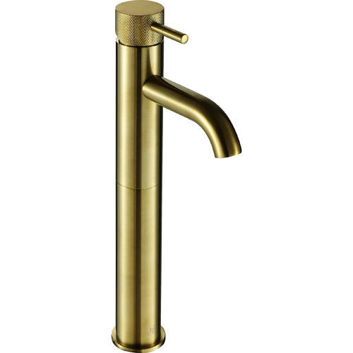 Additional image for Tall Basin Mixer Tap With Designer Handle (Brushed Brass).