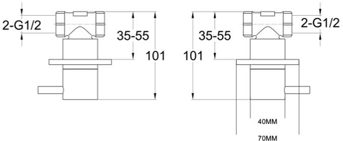 Additional image for Wall Mounted Valves With Designer Handles (Brushed Brass).