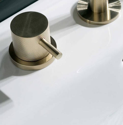 Additional image for 3 Hole Basin Mixer Tap With Designer Handles (Brushed Brass).