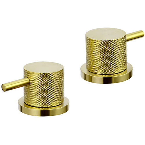 Additional image for Panel Valves With Designer Handles (Brushed Brass).