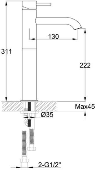 Additional image for Tall Basin Mixer Tap With Designer Handle (Brushed Black).