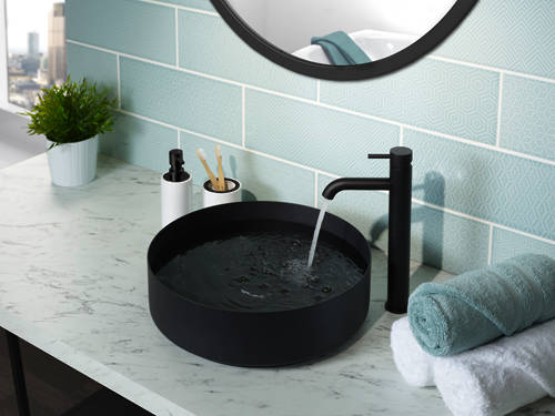 Additional image for Tall Basin Mixer Tap With Designer Handle (Matt Black).