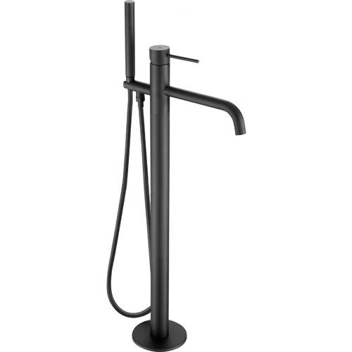 Additional image for Floor Standing Bath Shower Mixer Tap With Designer Handle (M Black).