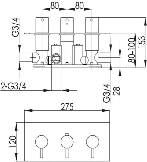 Additional image for Thermostatic Shower Valve With Designer Handles (3 Outlet, M Black).