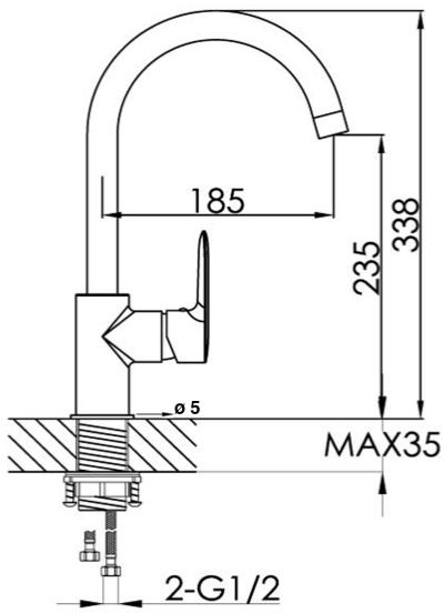 Additional image for Essence Kitchen Tap With Swivel Spout (Chrome).