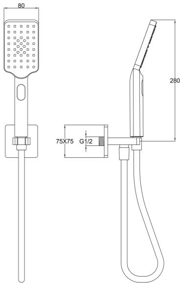 Additional image for Thermostatic Shower Valve & Shower Kit (Matt Black).