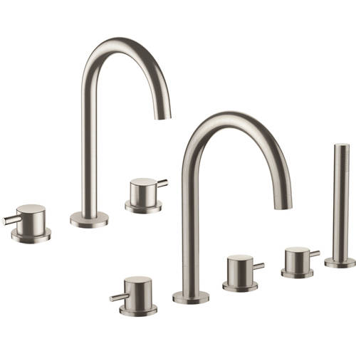 Additional image for 3 Hole Basin & 5 Hole Bath Shower Mixer Tap Pack (Stainless Steel).
