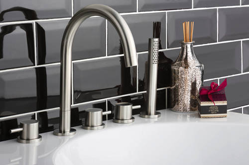 Additional image for 3 Hole Basin & 5 Hole Bath Shower Mixer Tap Pack (Stainless Steel).