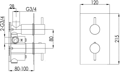 Additional image for Thermostatic Shower Valve & Slide Rail Kit (Stainless Steel).