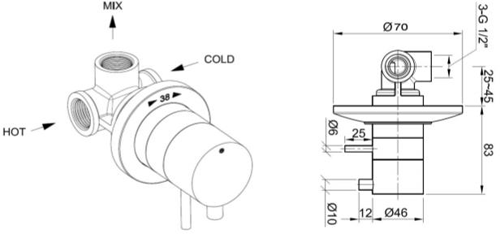 Additional image for Thermostatic Shower Valve & Slide Rail Kit (Stainless Steel).
