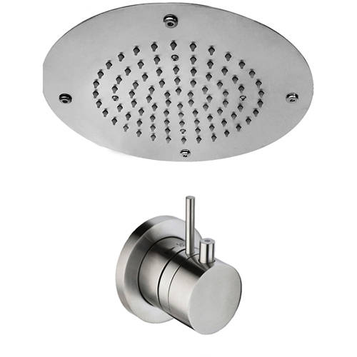Additional image for Thermostatic Shower Valve & Ceiling Mounted Head (S Steel).