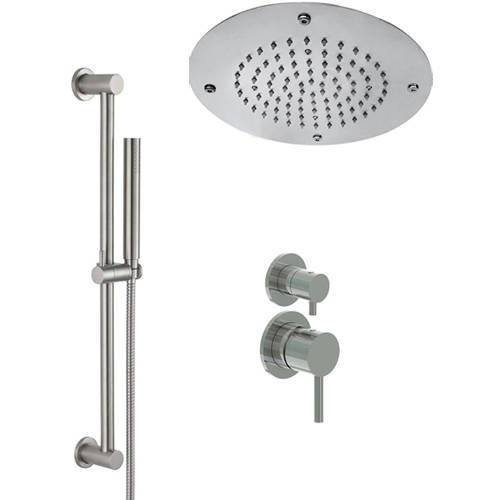 Additional image for Manual Shower Valve, Ceiling Head & Slide Rail Kit (S Steel).