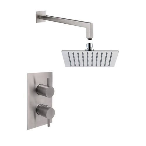Additional image for Thermostatic Shower Valve, Wall Arm & Square Head (S Steel).