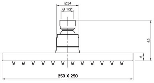 Additional image for Thermostatic Shower Valve, Wall Arm & Square Head (S Steel).