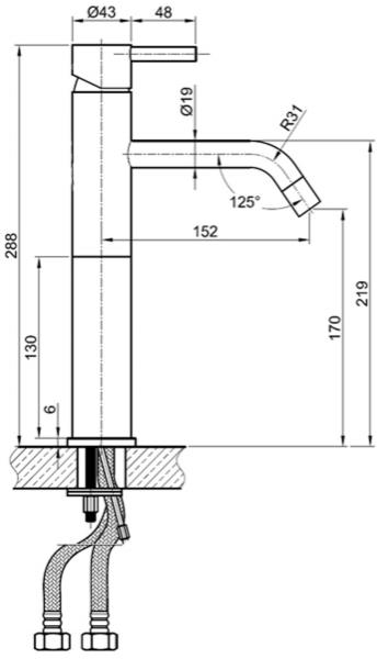 Additional image for Tall Basin Mixer Tap (Stainless Steel).