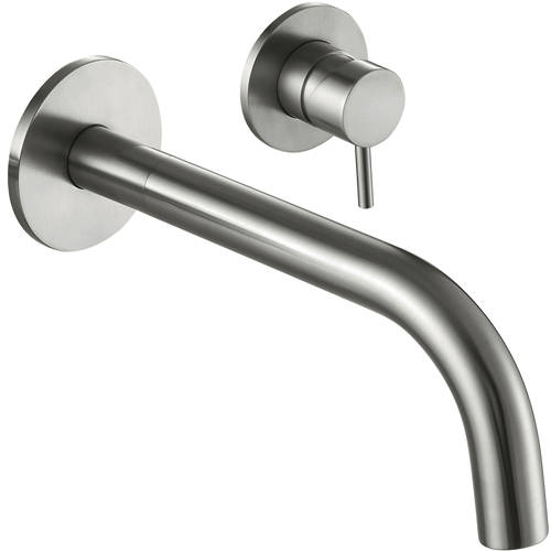 Additional image for Wall Mounted Basin Mixer Tap (155mm Spout, Stainless Steel).