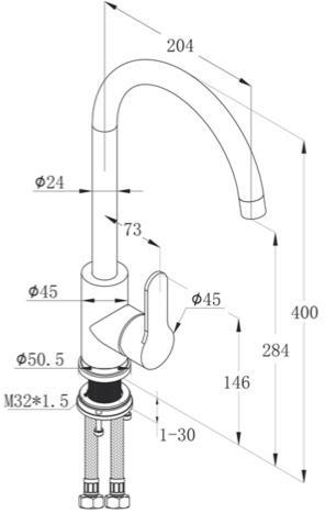 Additional image for Inox Kitchen Tap With Swivel Spout (Stainless Steel).