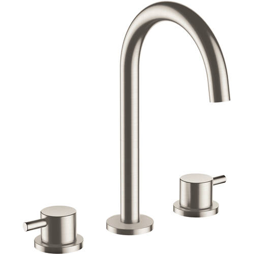 Additional image for Deck Mounted Basin Mixer Tap (3 Hole, Stainless Steel).