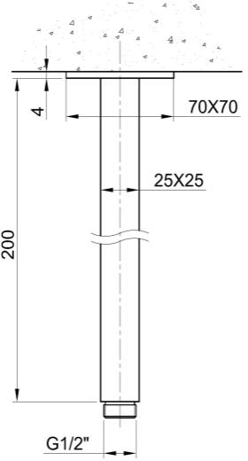 Additional image for Square Ceiling Mounting Shower Arm (Stainless Steel).