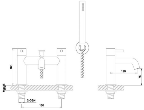 Additional image for Bath Shower Mixer Tap With Kit (Stainless Steel).