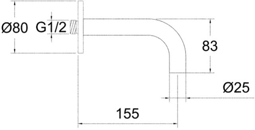 Additional image for Wall Mounted Basin Spout (155mm, Stainless Steel).