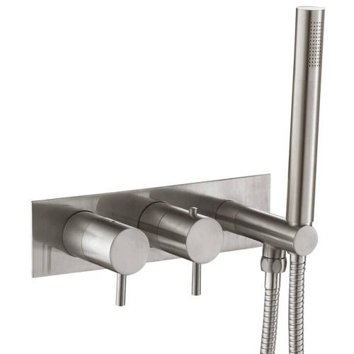 Additional image for Wall Mounted Bath & Shower Mixer Tap (2 Outlets, Stainless Steel).