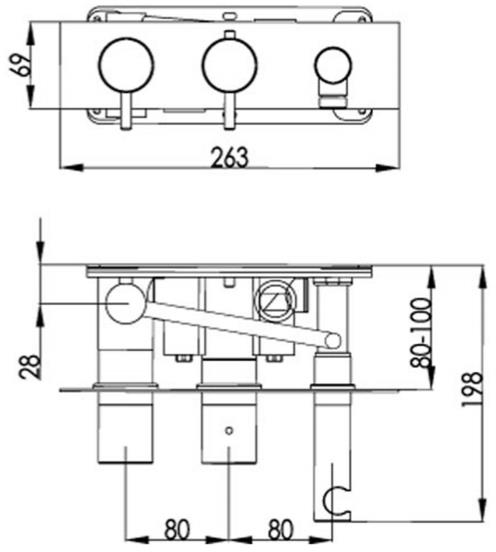 Additional image for Wall Mounted Bath & Shower Mixer Tap (2 Outlets, Stainless Steel).