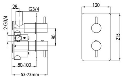 Additional image for Concealed Thermostatic Shower Valve (3 Outlets, Stainless Steel).