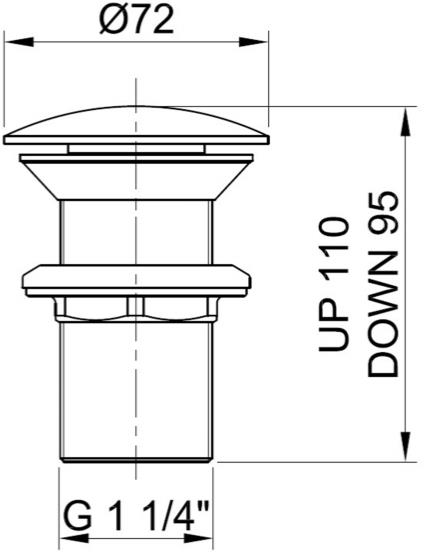 Additional image for Click Clack Basin Waste (Unslotted, Stainless Steel).