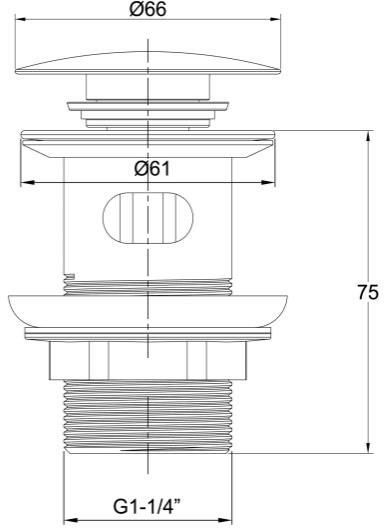 Additional image for Click Clack Basin Waste (Slotted, Stainless Steel).