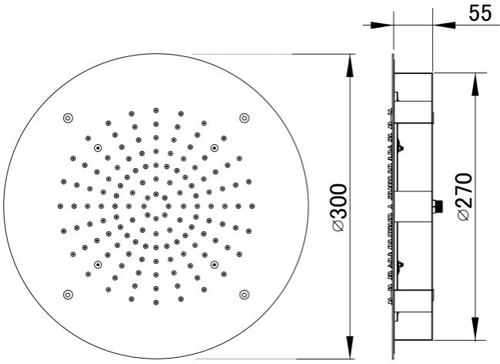 Additional image for Ceiling Mounted Round Shower Head (300mm, Stainless Steel).