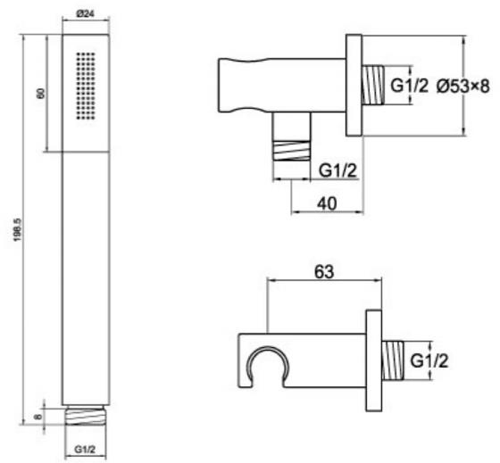 Additional image for Shower Outlet With Handset & Hose (Stainless Steel).