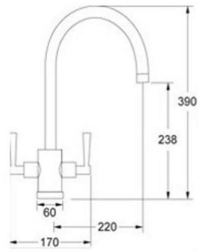 Additional image for Newbury Kitchen Tap With Lever Handles (Chrome).