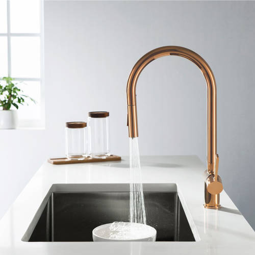 Additional image for Vos Kitchen Tap With Pull Out Spray (Rose Gold).