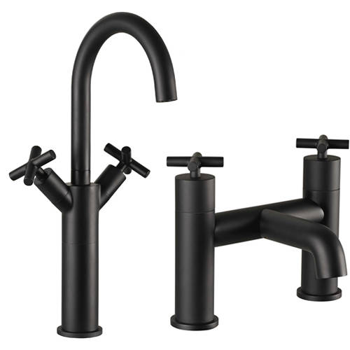 Additional image for Tall Basin & Bath Filler Tap Pack (Matt Black).