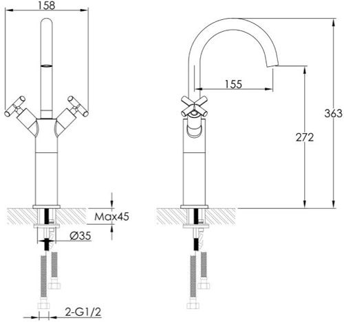 Additional image for Tall Basin & Bath Filler Tap Pack (Matt Black).