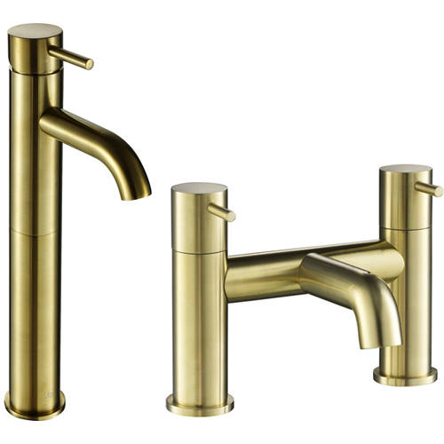 Additional image for Tall Basin & Bath Filler Tap Pack (Brushed Brass).