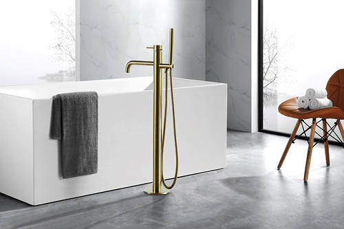Additional image for Basin & Floor Standing Bath Shower Mixer Tap With Kit (Br Brass).