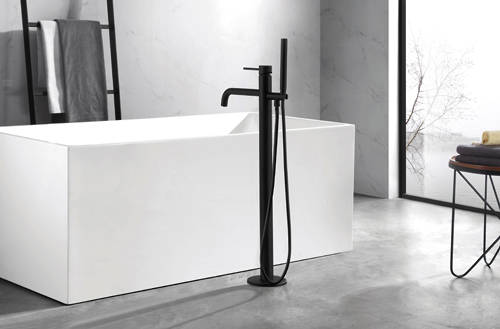 Additional image for Basin & Floor Standing Bath Shower Mixer Tap With Kit (Matt Black).