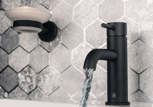 Additional image for Basin & Floor Standing Bath Shower Tap, Designer Handles (M Black).