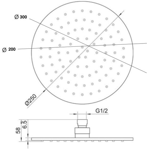 Additional image for 300mm Round Shower Head With Wall Mounting Arm (Br Brass).