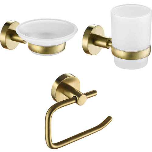 Bathroom Accessories Pack 3 (Brushed Brass). JTP Vos JTP-VOS-PK3BB