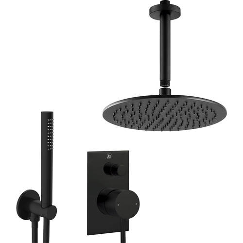 Additional image for Manual Shower Valve With 300mm Head, Arm & Kit (Matt Black).