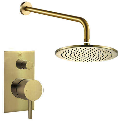 Additional image for Manual Shower Valve With 200mm Head, Arm & Kit (Brushed Brass).