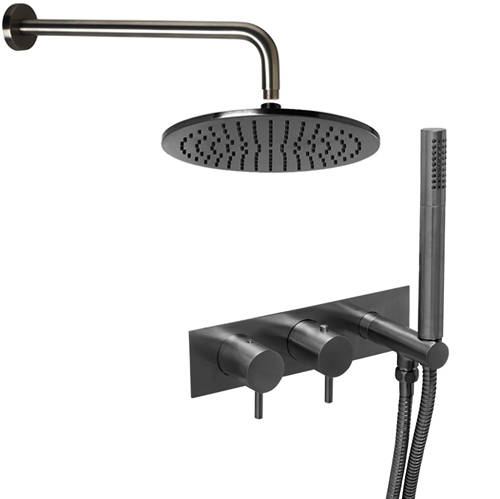 Additional image for Thermostatic Shower Valve, 250mm Head, Wall Arm & Kit (Br Black).